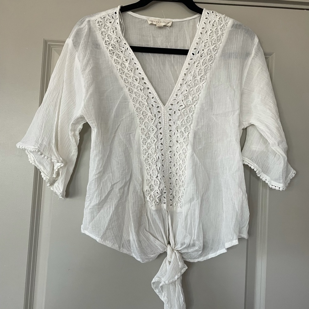 Sheer white top - love stitch brand